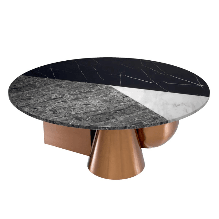 Tricolori marble-effect coffee table