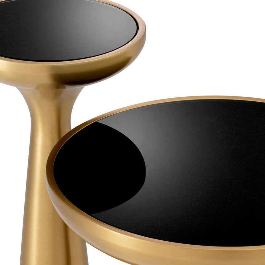 Lindos glass side table with brass frame Ø29