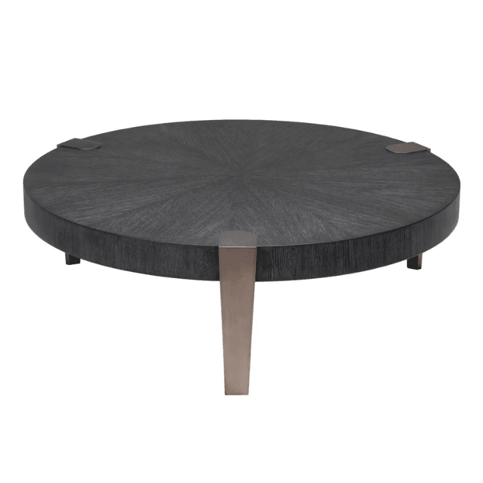 Oxnard wooden coffee table with bronze legs