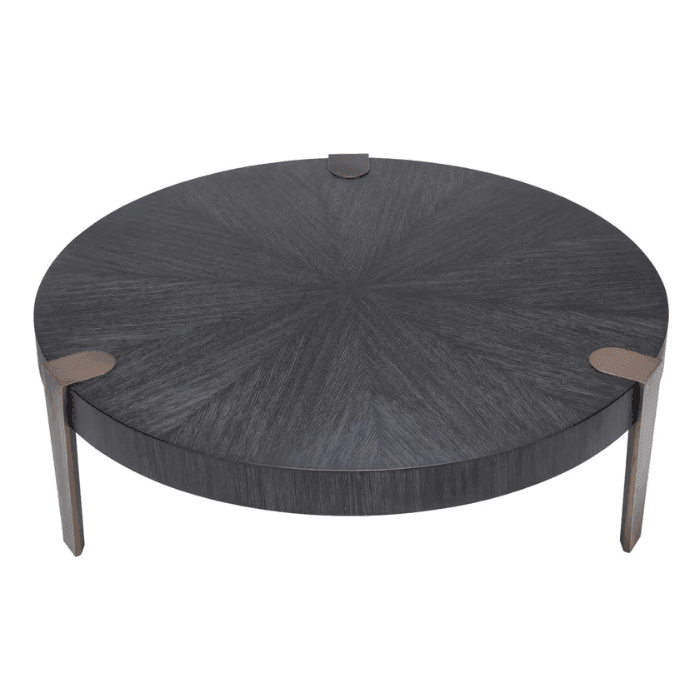 Oxnard wooden coffee table with bronze legs