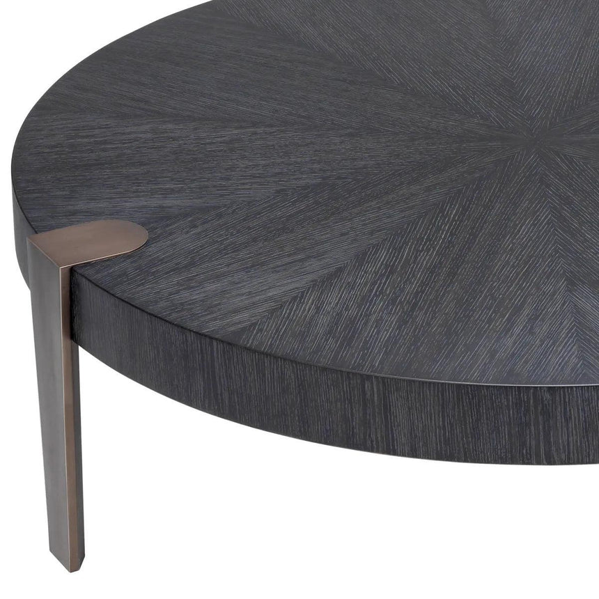 Oxnard wooden coffee table with bronze legs