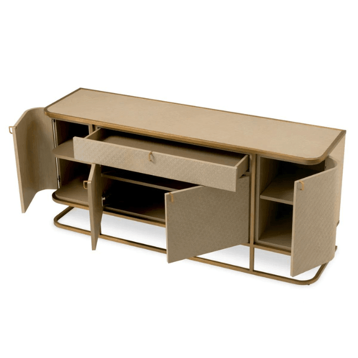 Napa Valley wood cabinet with brass legs