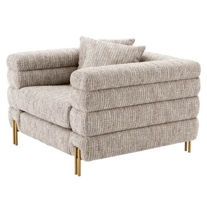 York szövet fotel sárgaréz lábakkal