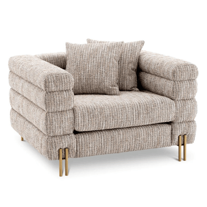 York szövet fotel sárgaréz lábakkal