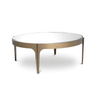 Artemisa mirrored glass coffee table with brass legs Ø94