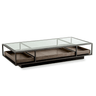 Roxton glass coffee table with bronze frame