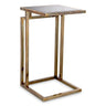 Marcus smoked glass side table with brass frame