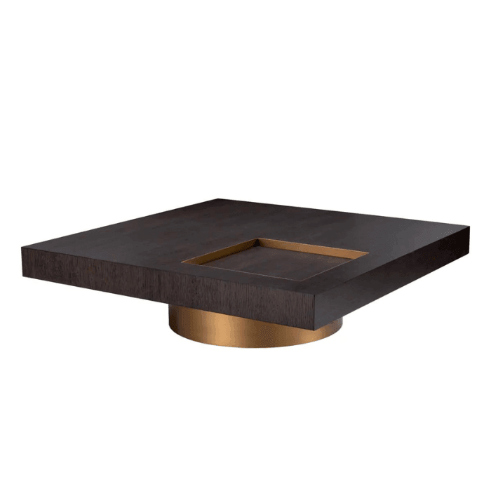 Otus wooden coffee table with brass legs 110x110