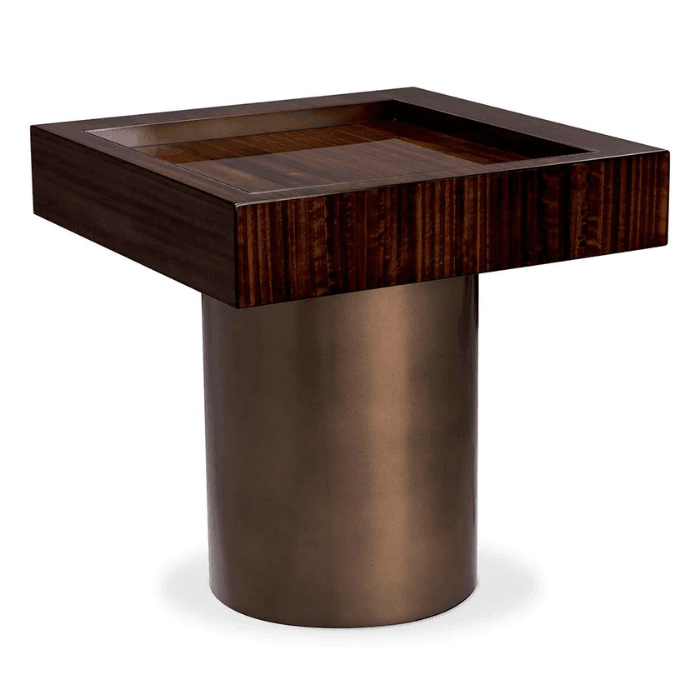 Otus wooden side table with bronze legs 50x50
