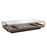 Roxton glass coffee table with brass frame