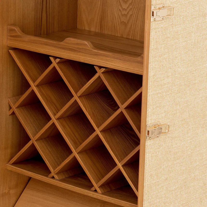 Martini Bianco wooden bar cabinet with brown trim
