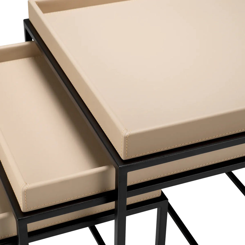 Léonard textile leather storage table set