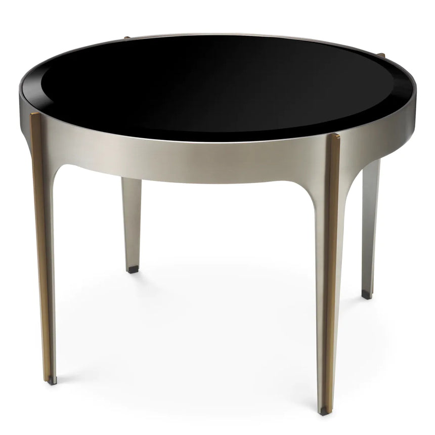 Artemisa black mirrored glass side table with decorated legs