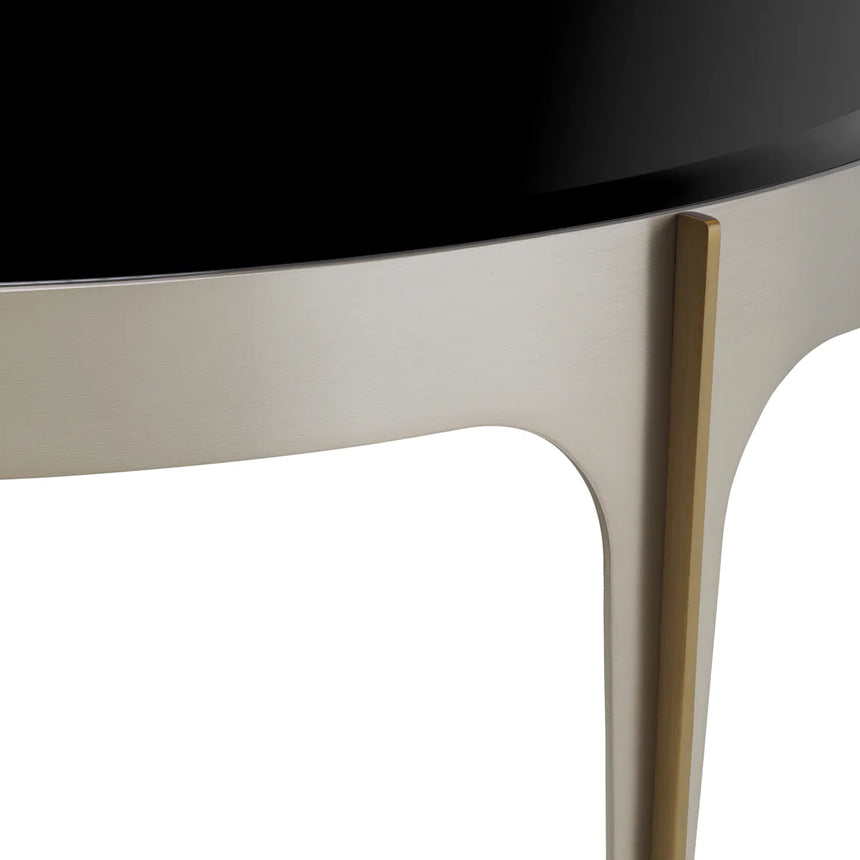 Artemisa black mirrored glass side table with decorated legs