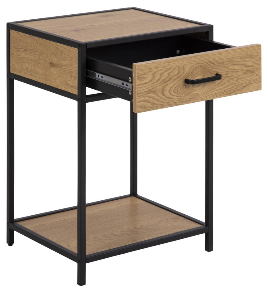 Seaford wooden bedside table with drawers