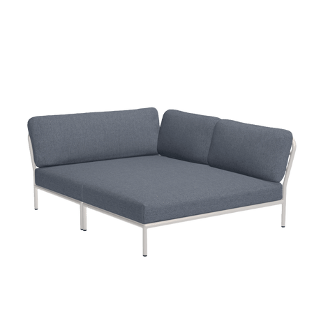 LEVEL COZY jobbos szövet sarokkanapé fehér lábbal - Dutch Home