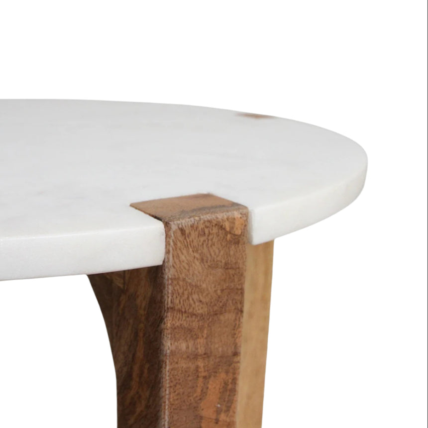 Marble wooden side table