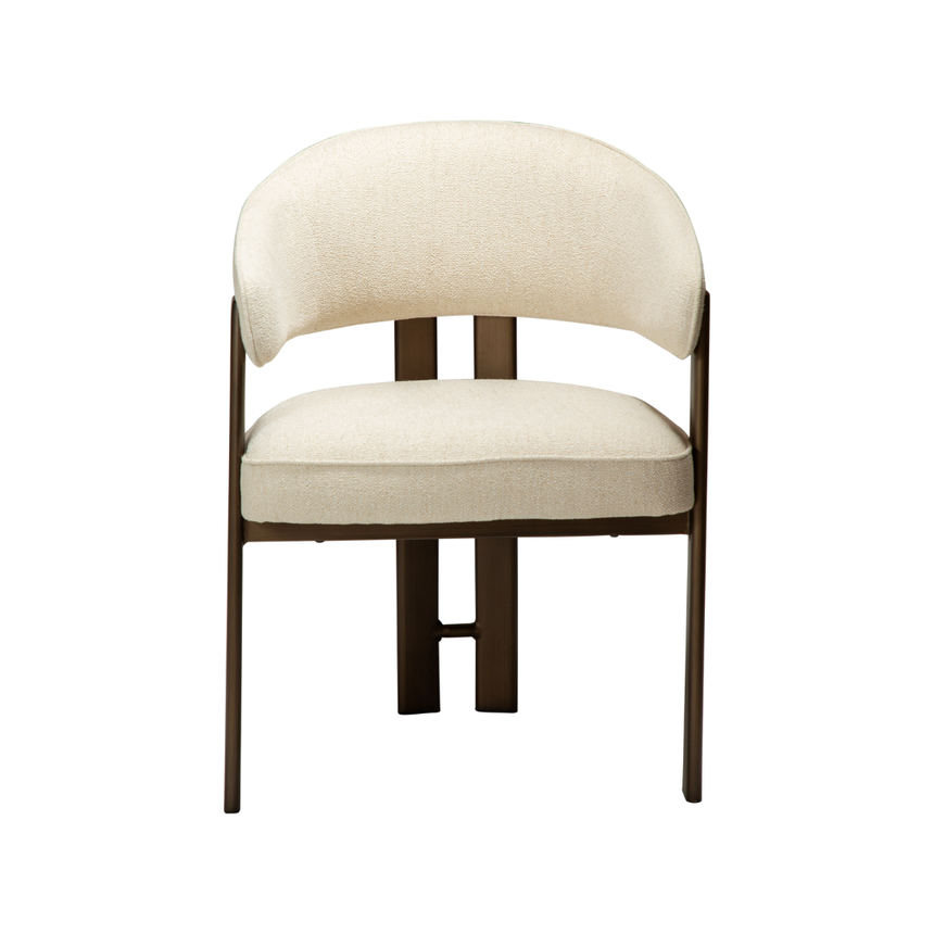 Glam bouclé chair with antique legs