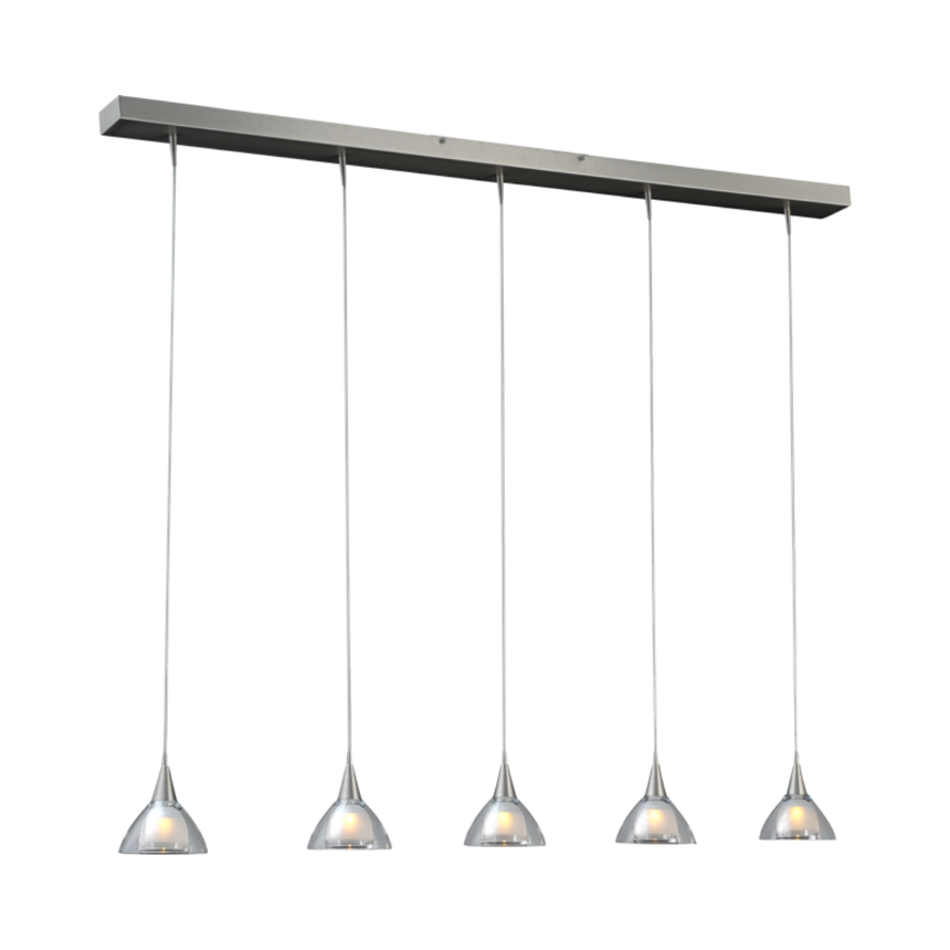 Caterina 5-bulb glass pendant lamp with nickel base