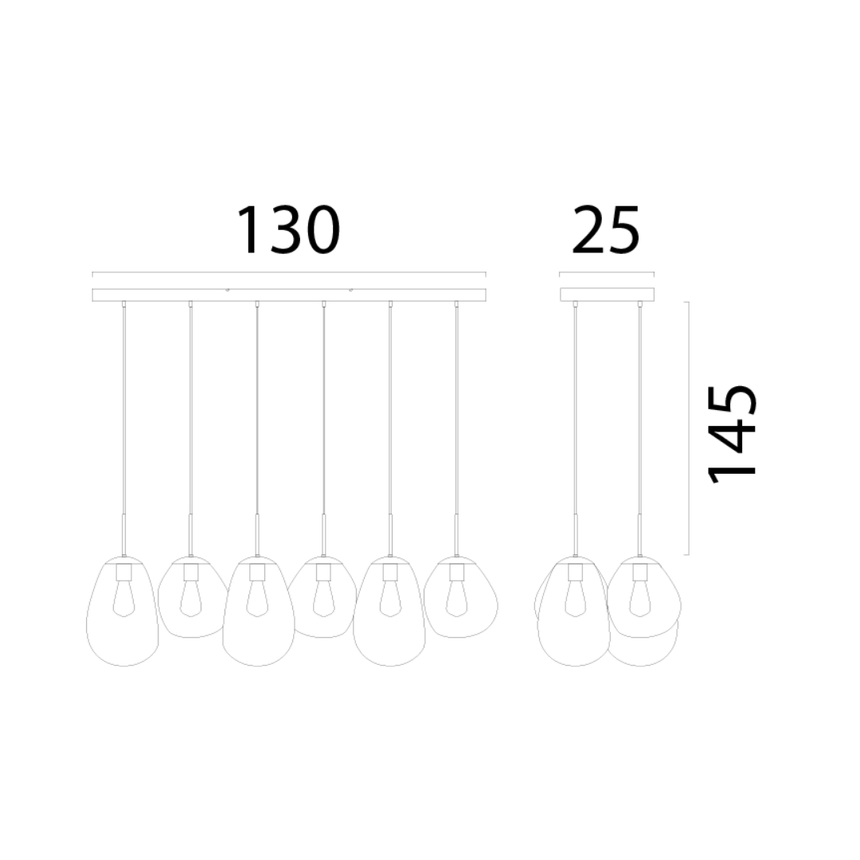 Lava 6 izzós sötétszürke üveg függőlámpa