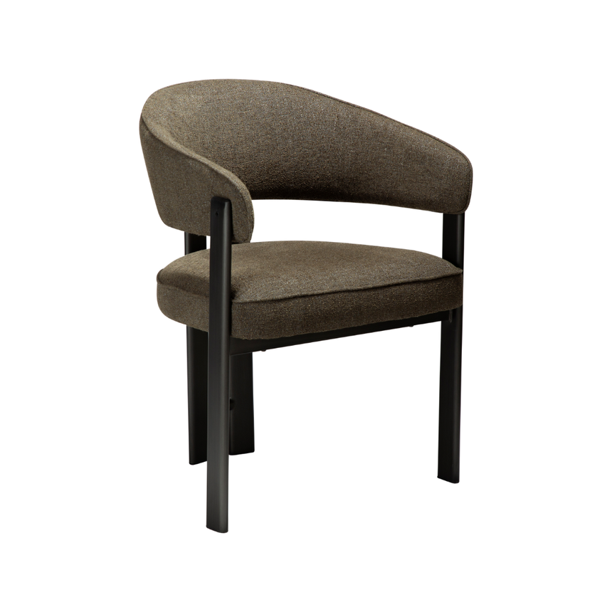 Glam bouclé chair with antique legs