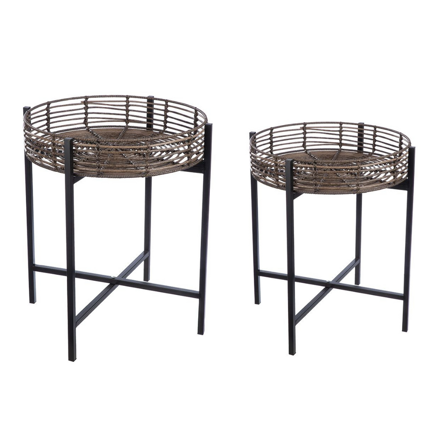Poly rattan storage table set
