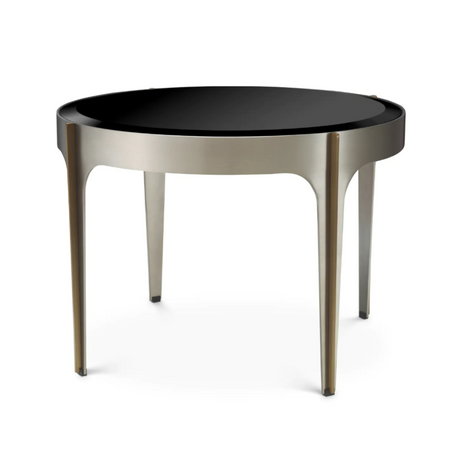 Artemisa black mirrored glass side table with decorated legs