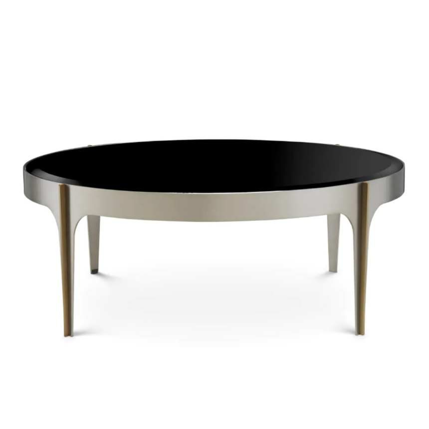 Artemisa black mirror glass coffee table with decorated legs Ø94