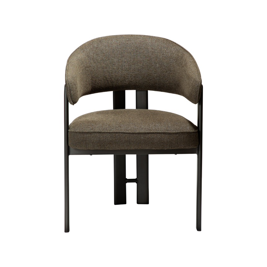 Glam bouclé chair with antique legs