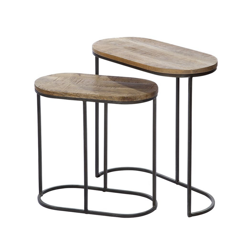 Camara wooden oval storage table set