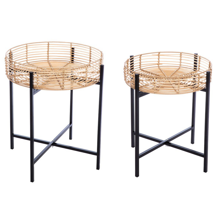 Poly rattan storage table set