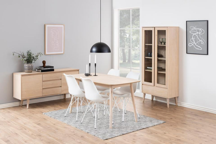 Eris textile leather chair with white legs