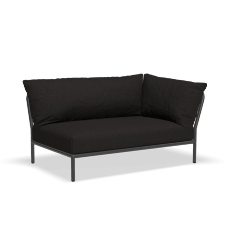 LEVEL2 jobbos szövet sarokkanapé fekete lábbal - Dutch Home