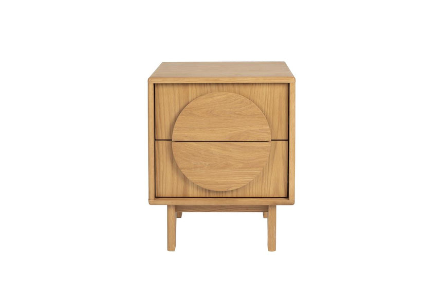 Groove wooden bedside table