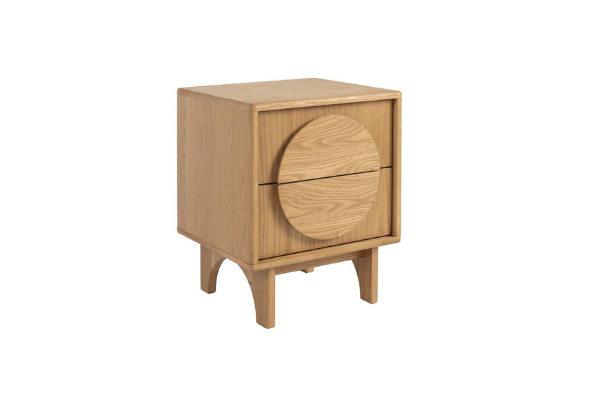 Groove wooden bedside table
