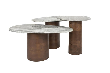 Suki dohányzóasztal szett (3 darabos) – Márvány és mangófa elegáns találkozása