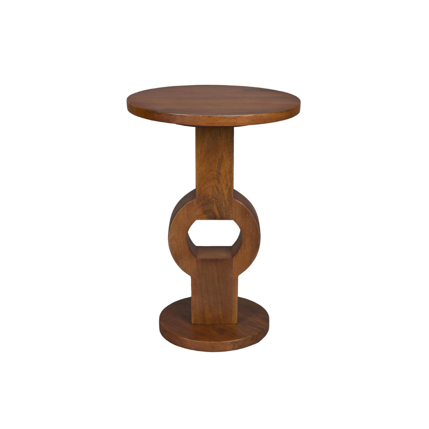 Round wooden side table