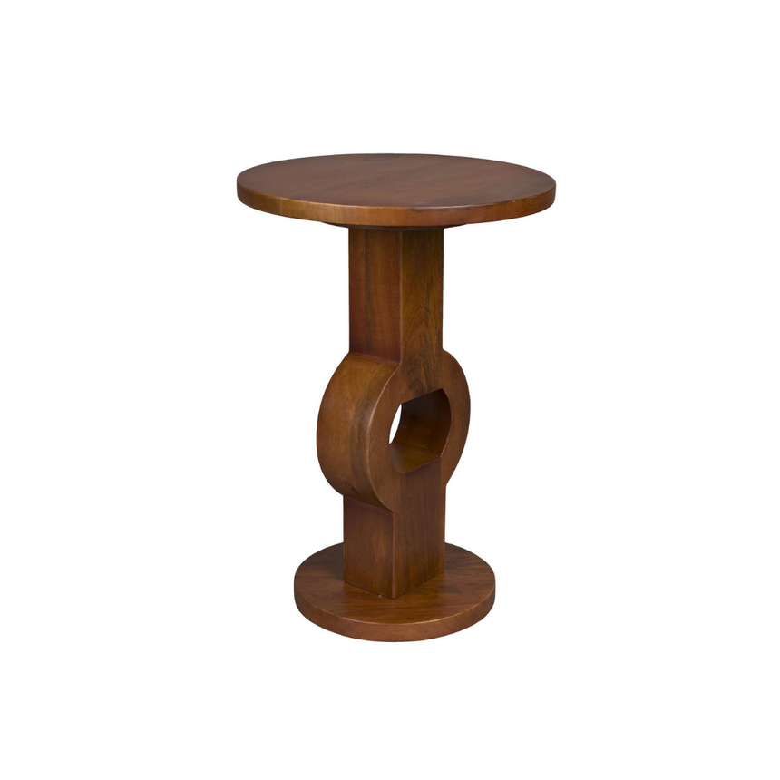 Round wooden side table