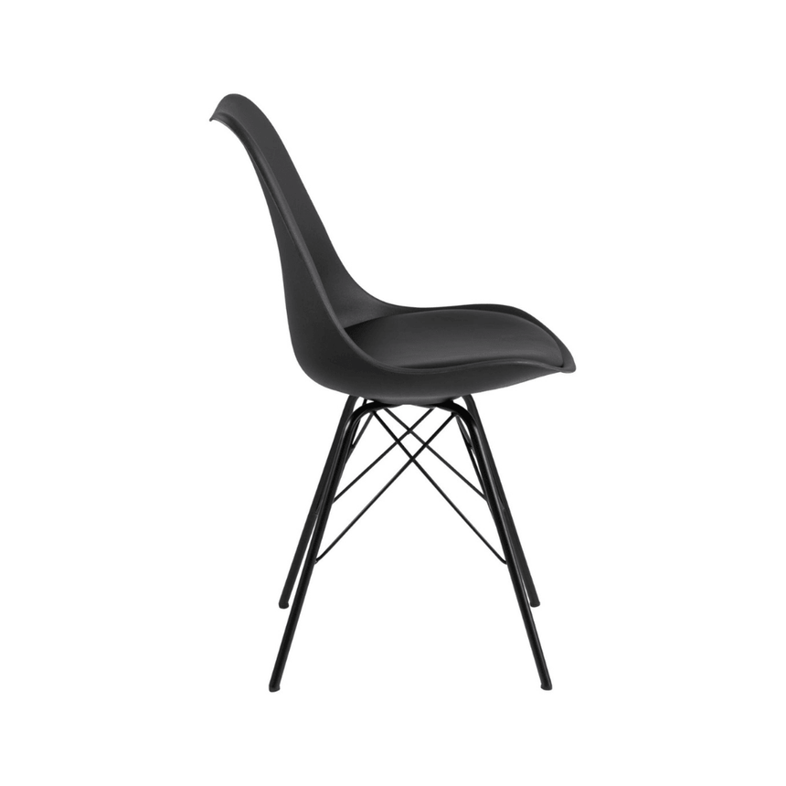 Eris textile leather chair with black legs