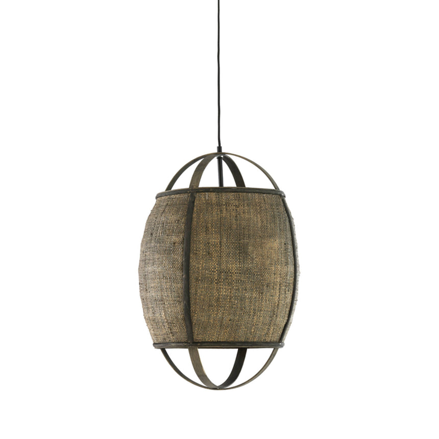 Bozona dekoratív függőlámpa – Nagyobb, nyújtott kivitel rattan fonással