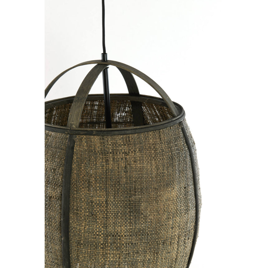 Bozona dekoratív függőlámpa – Nagyobb, nyújtott kivitel rattan fonással