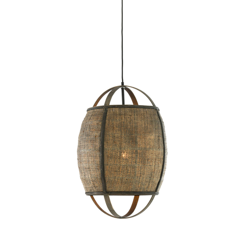Bozona dekoratív függőlámpa – Nagyobb, nyújtott kivitel rattan fonással