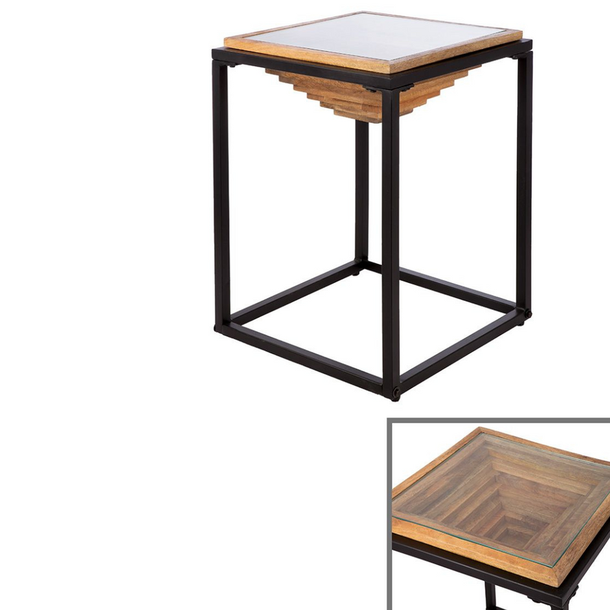 Natural wood side table