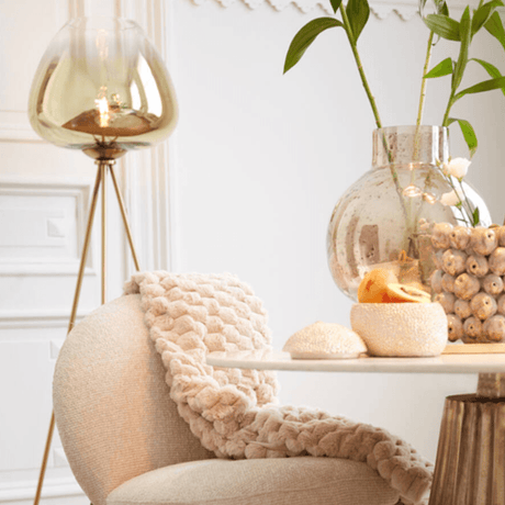 Mayson glass floor lamp with gold base