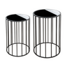 Black Round glass side table set