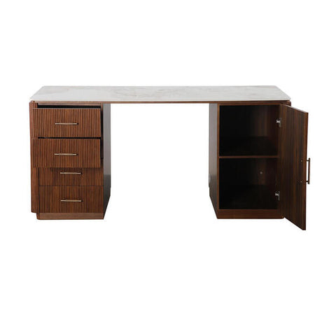 Urban Chique íróasztal – Kerámia márvány felülettel és dió furnér vázzal