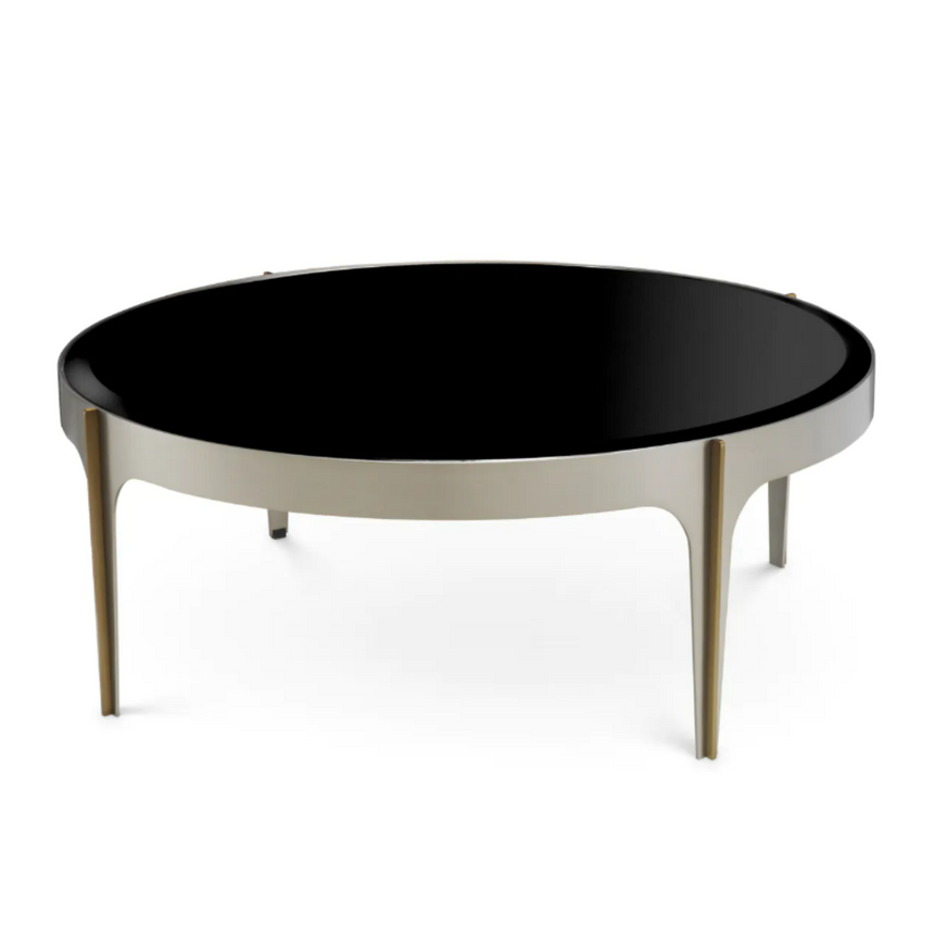 Artemisa black mirror glass coffee table with decorated legs Ø94