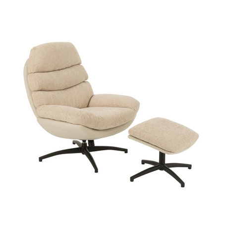 Talgarth fabric swivel chair with footrest