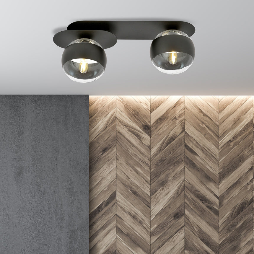 Plaza 2 BL Stripe glass ceiling lamp