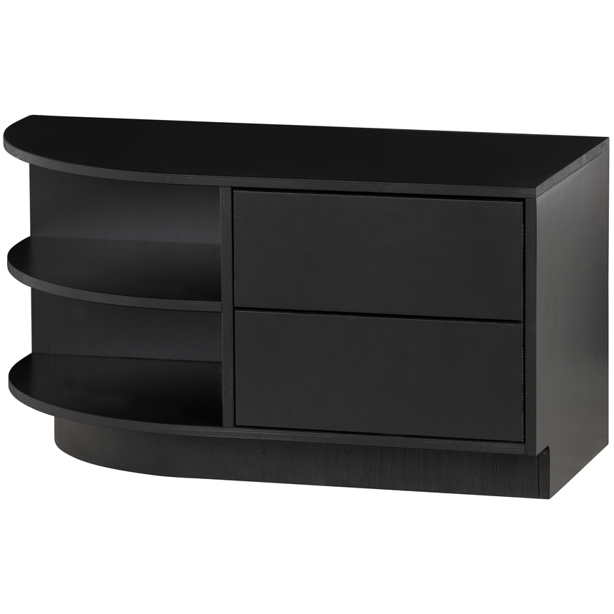 Finca wooden TV cabinet with left rounded end